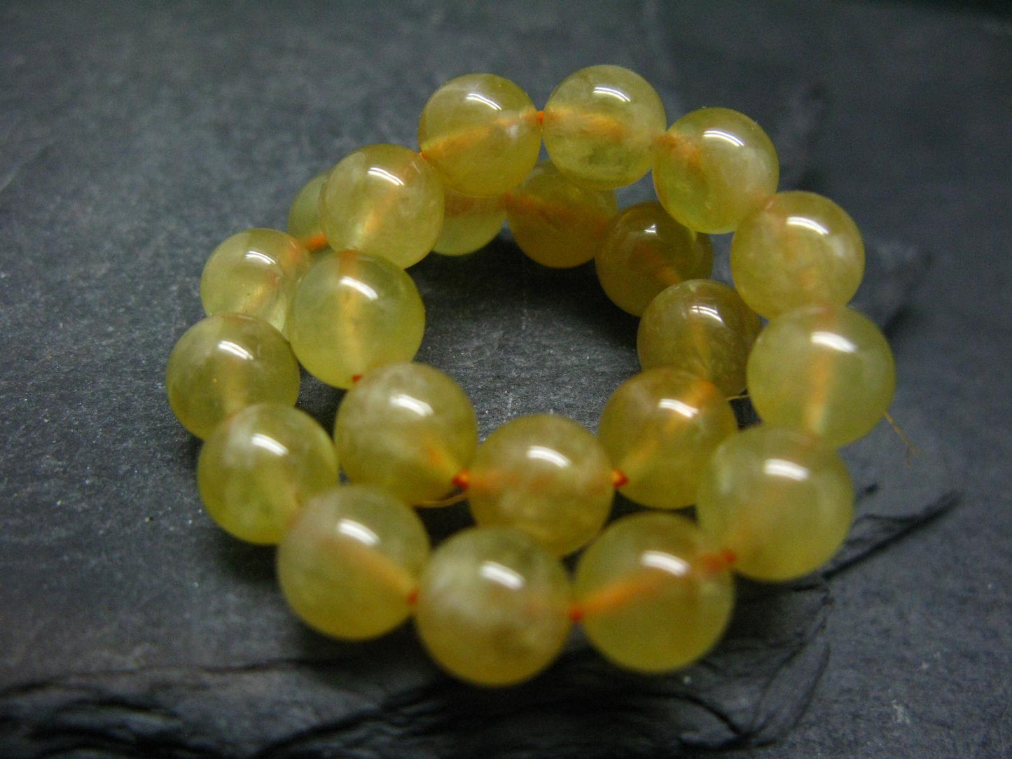 Australian Golden Prehnite Genuine Bracelet ~ 7 Inches ~ 8mm Round Beads