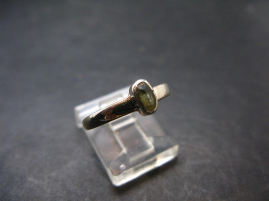 Cute Gem Moldavite Sterling Silver Ring From Czech Republic - Size 7.5 - 1.4 Grams
