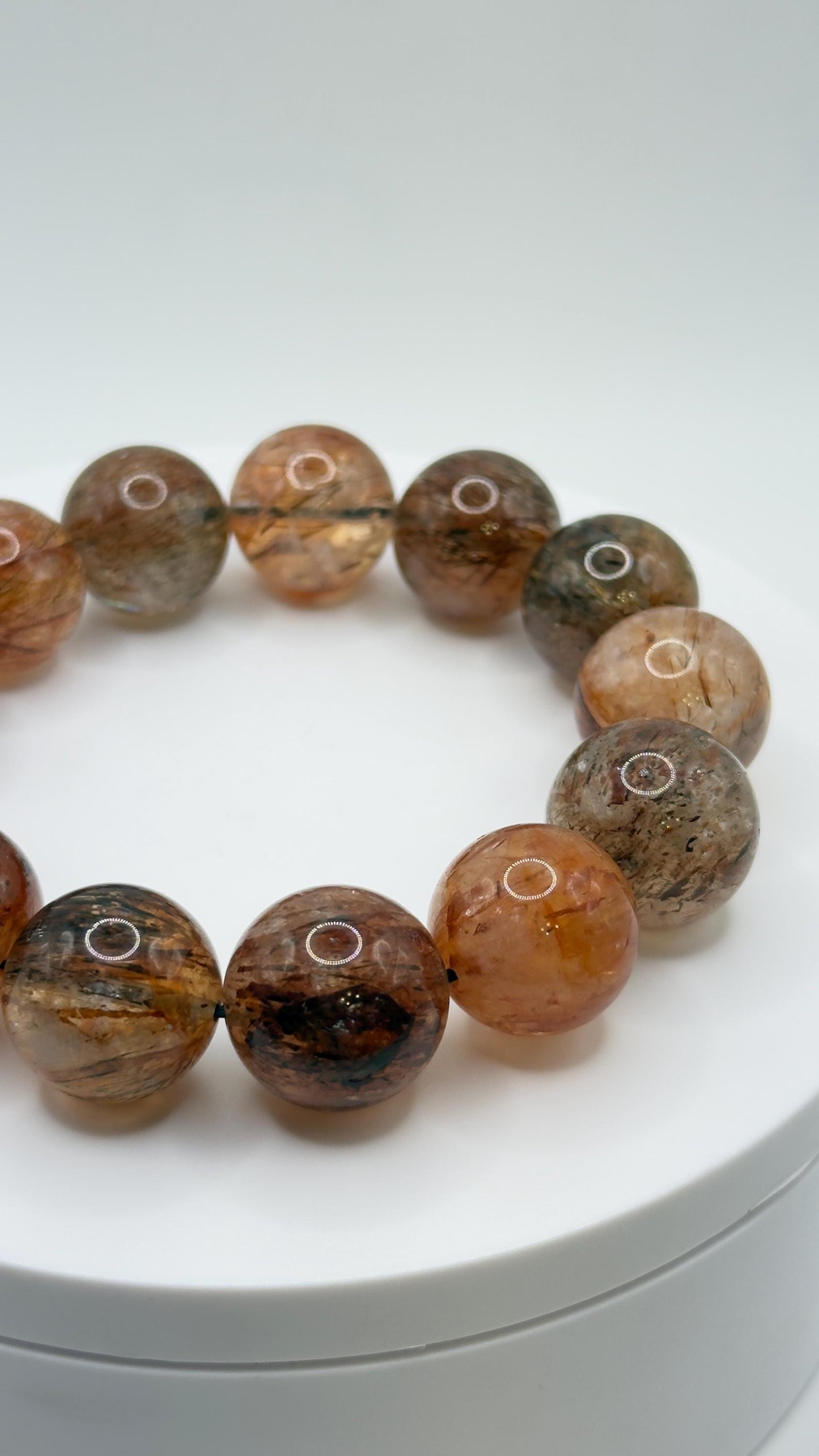 Rutilated Quartz Bracelet – Natural Gemstone Stretch Beaded Jewelry
