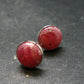 Rhodochrosite Gem Sterling Silver Stud Earrings From Argentina - 0.3" - 2.81 Grams