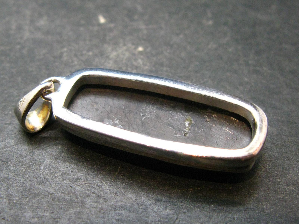 Tumbled Hypersthene Silver Pendant From Canada - 1.6"
