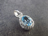 Elegant Genuine Solitaire Sky Blue Topaz Sterling Silver Pendant with CZ From Brazil - 0.7" - 1.22 Grams