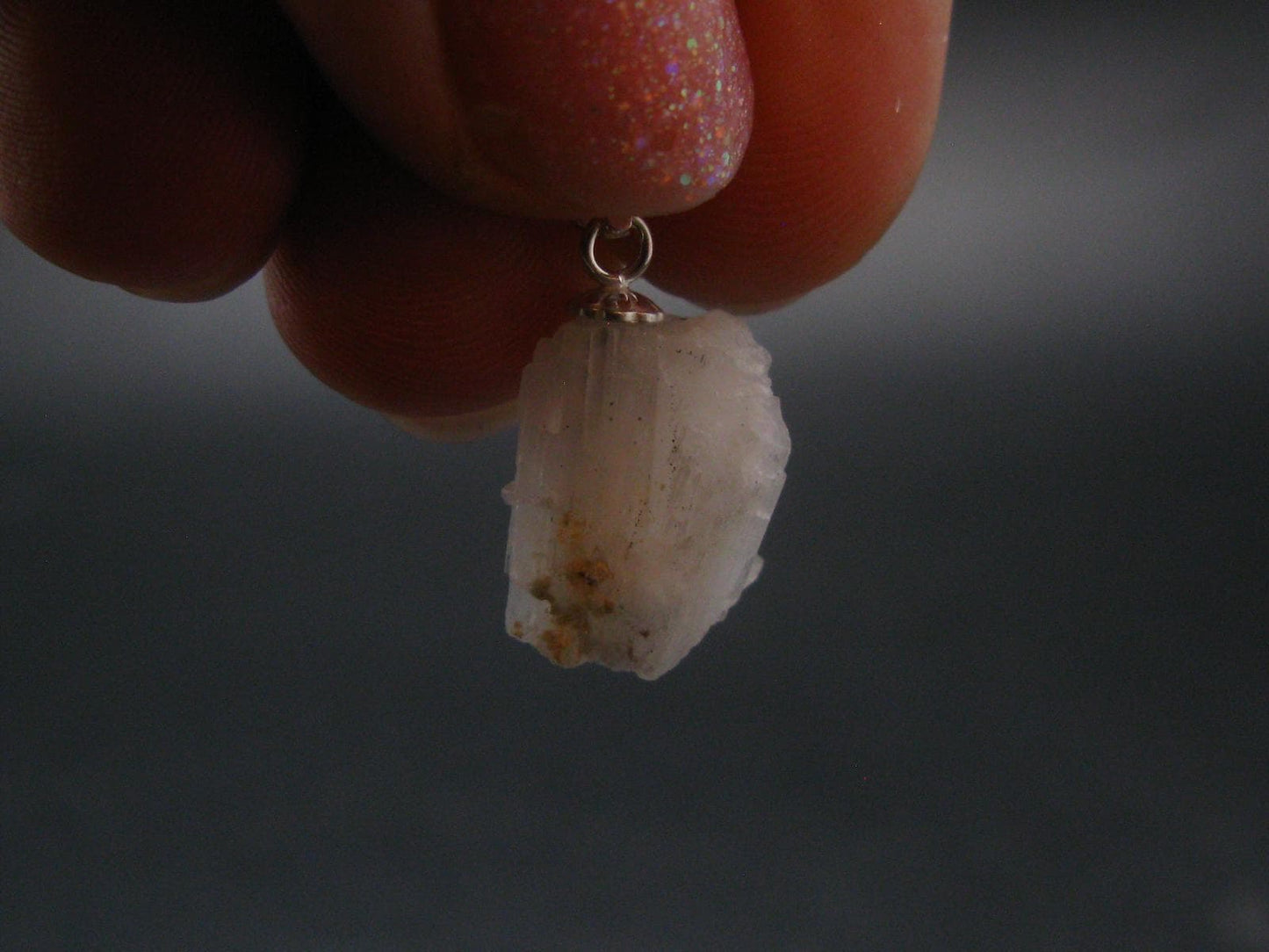 Rare Clear Natrolite Crystal Silver Pendant From Tanzania - 0.8" - 1.23 Grams