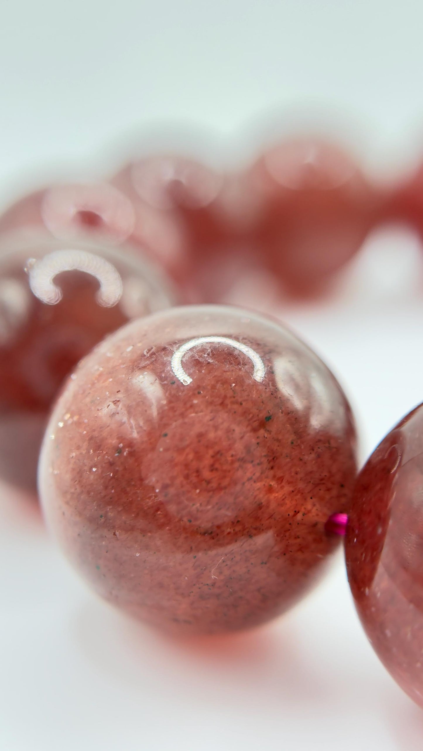 Strawberry Quartz Bracelet – Natural Red Sparkling Gemstone Elegant Jewelry - Weight 97.31 g