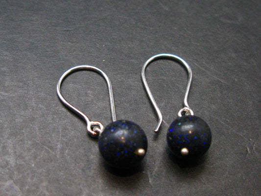 Rare Black Opal Silver |Earrings From Australia - 1.1" - 2.16 Grams