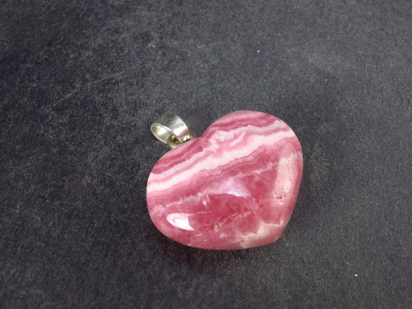 Rhodochrosite Heart Silver Pendant from Alma Colorado - 1.1" - 8.42 Grams