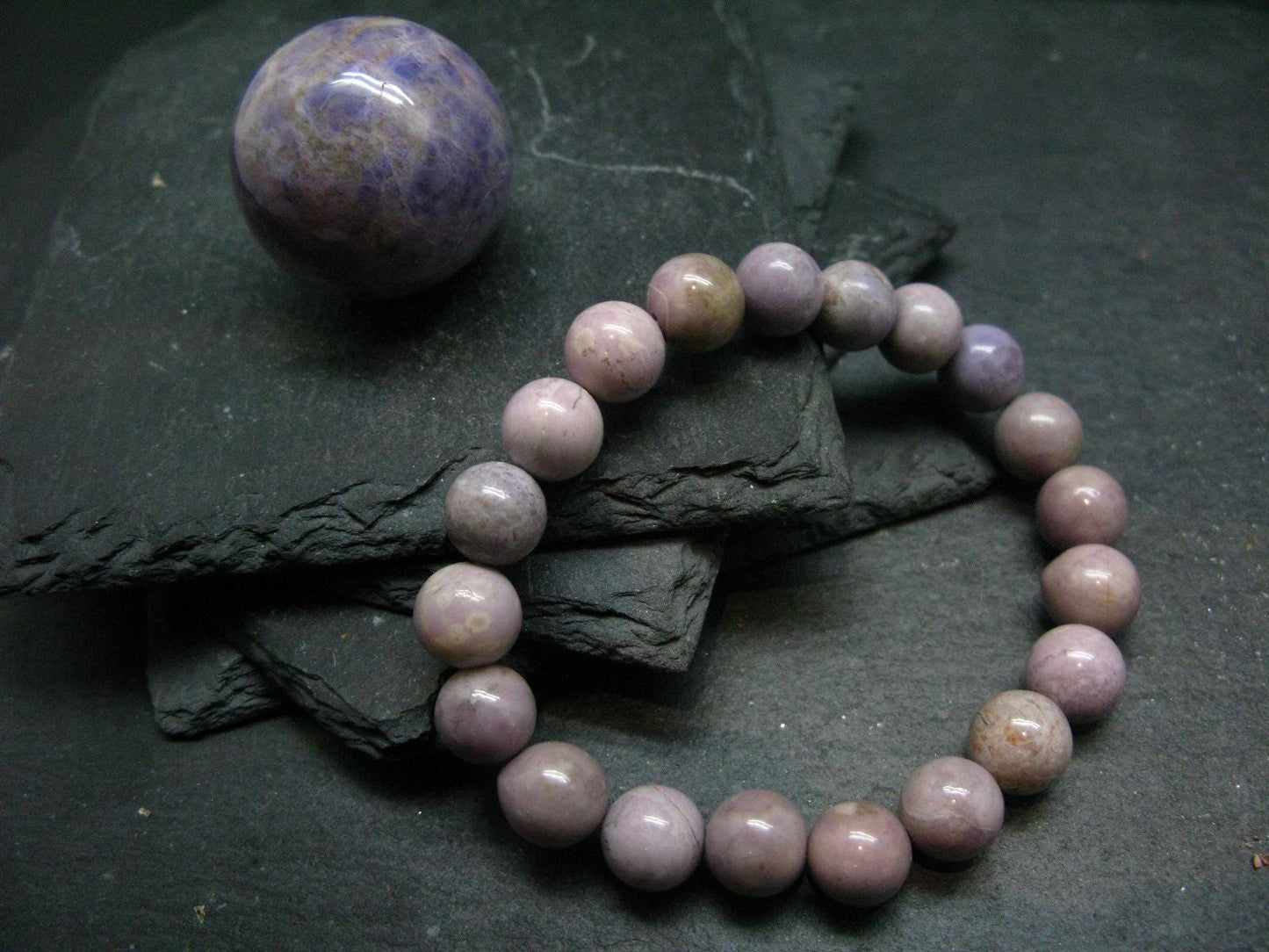 Purple Jade Jadeite Genuine Bracelet ~ 7 Inches ~ 10mm Round Beads