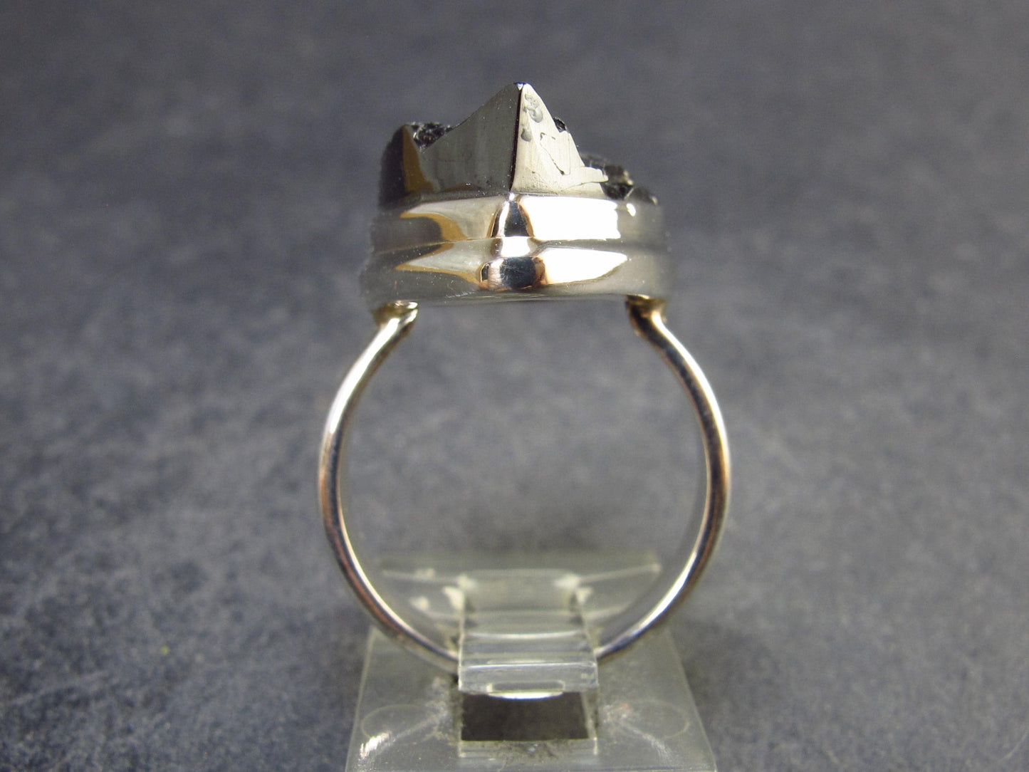 Unpolished Elite Shungite Silver Ring from Russia - Size 7 - 6.02 Grams