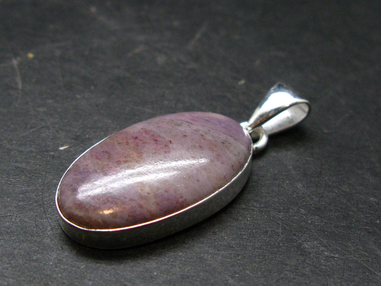 Purple Jade Silver Plated Pendant From Turkey - 1.5" - 4.87 Grams