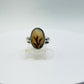 Elegant Dendritic Agate Oval Ring – Natural Scenic Pattern Statement Jewelry - Size 7