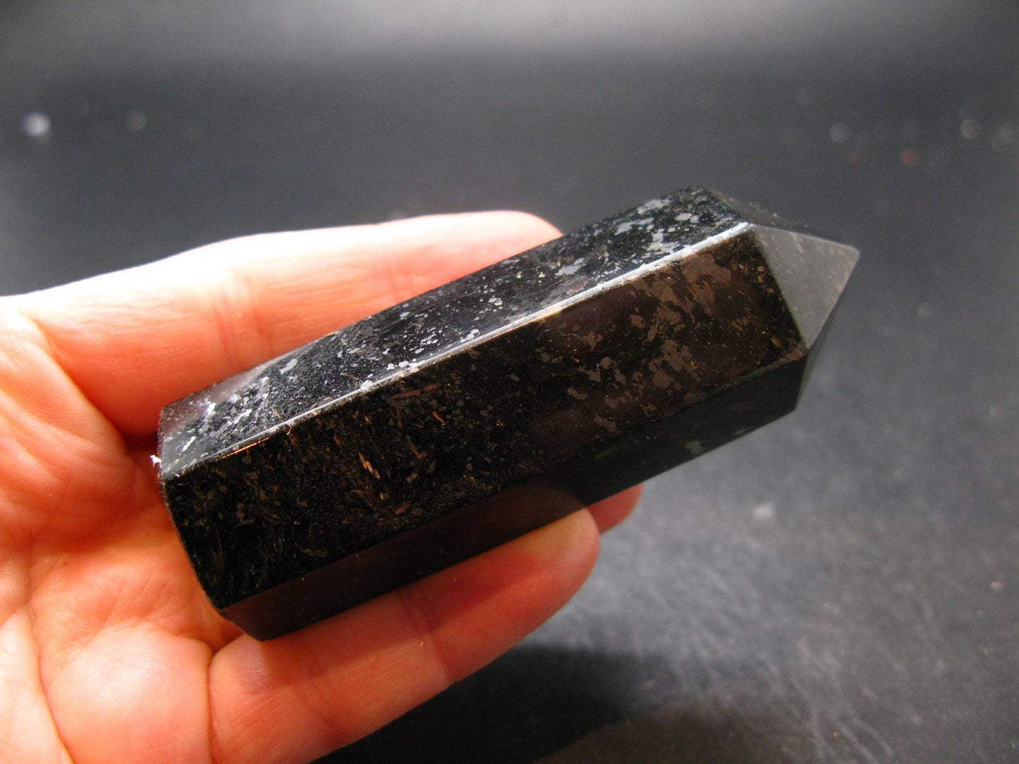 Nuumite Nuummite Obelisk From Greenland - 3.1"