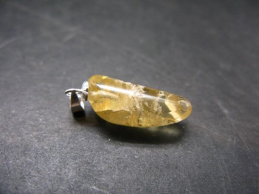 Agni Gold Danburite Tumbled Sterling Silver Pendant from Tanzania - 1.0" - 2.20 Grams