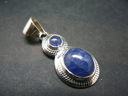 Fantastic Natural Intense Color Tanzanite Sterling Silver Pendant from Tanzania -1.4" - 5.20 Grams