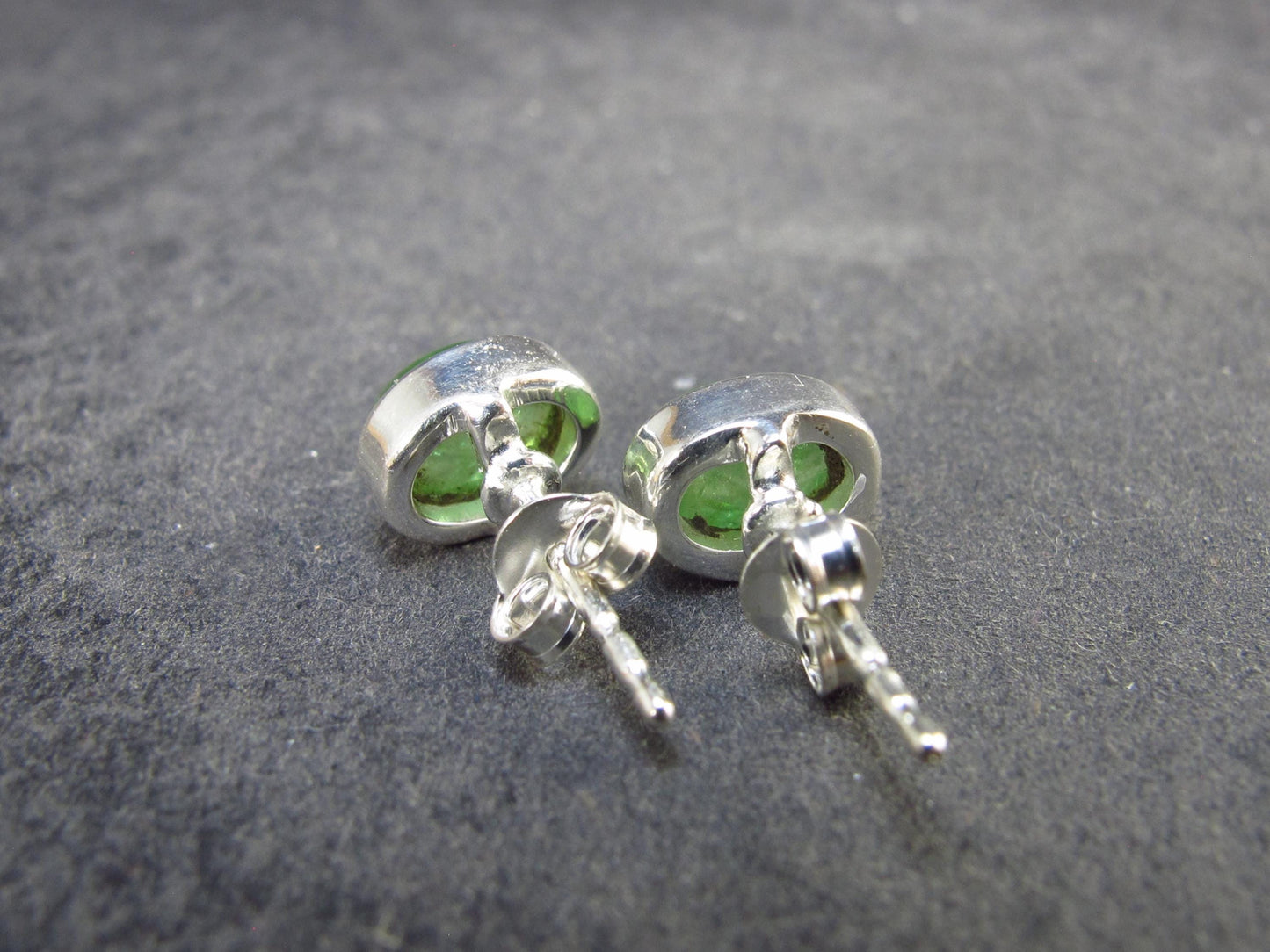 Tsavorite Gem Green Garnet Sterling Silver Earrings from Tanzania - 1.80 Grams