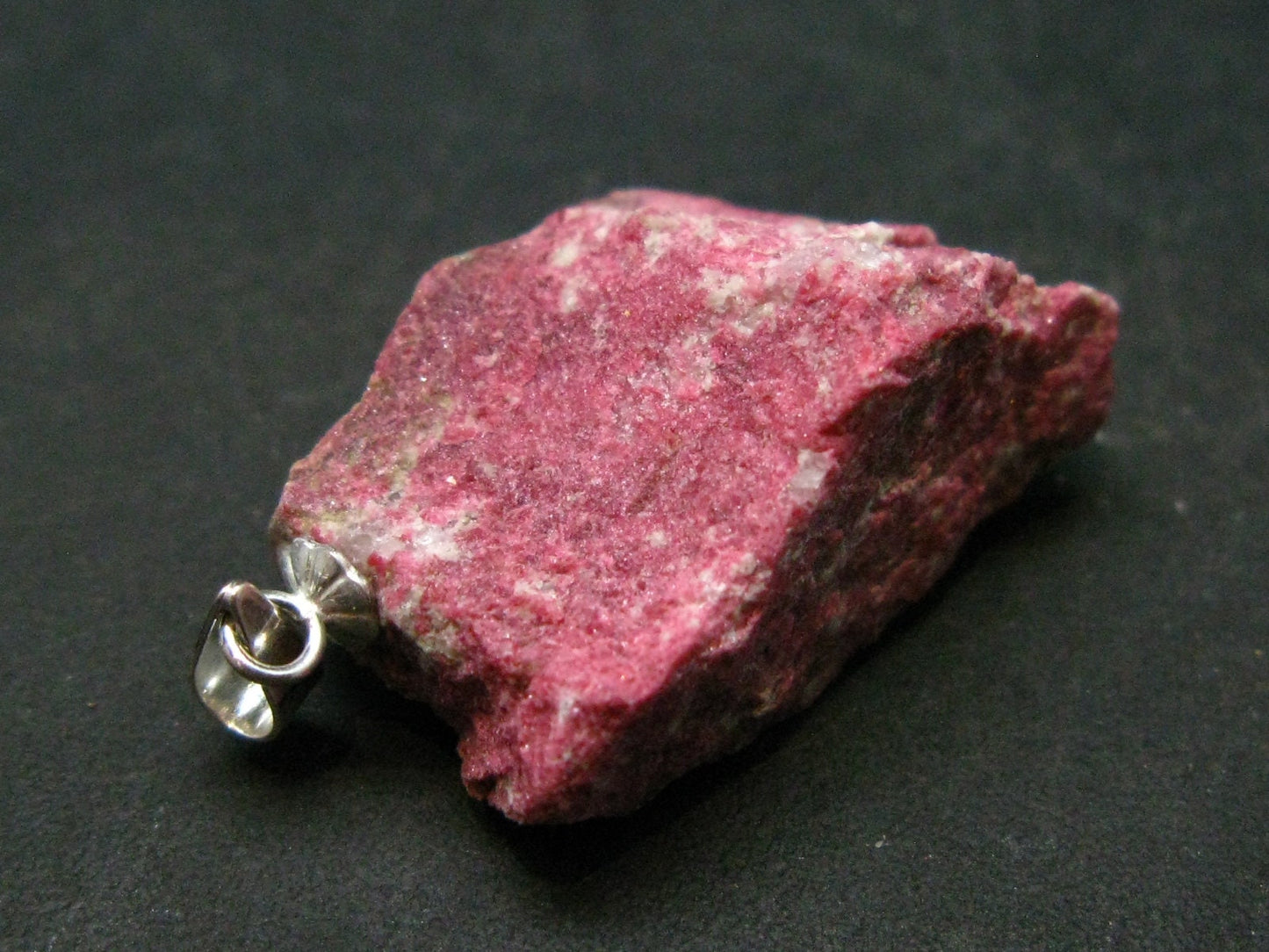 Rare Raw Deep Pink Thulite Silver Pendant From Norway - 1.3" - 6.91 Grams