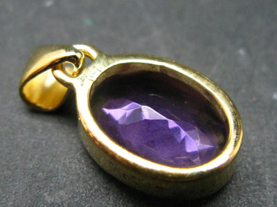 Amethyst Sterling Silver Gold Plated Pendant From Brazil - 0.9" - 2.61 Grams