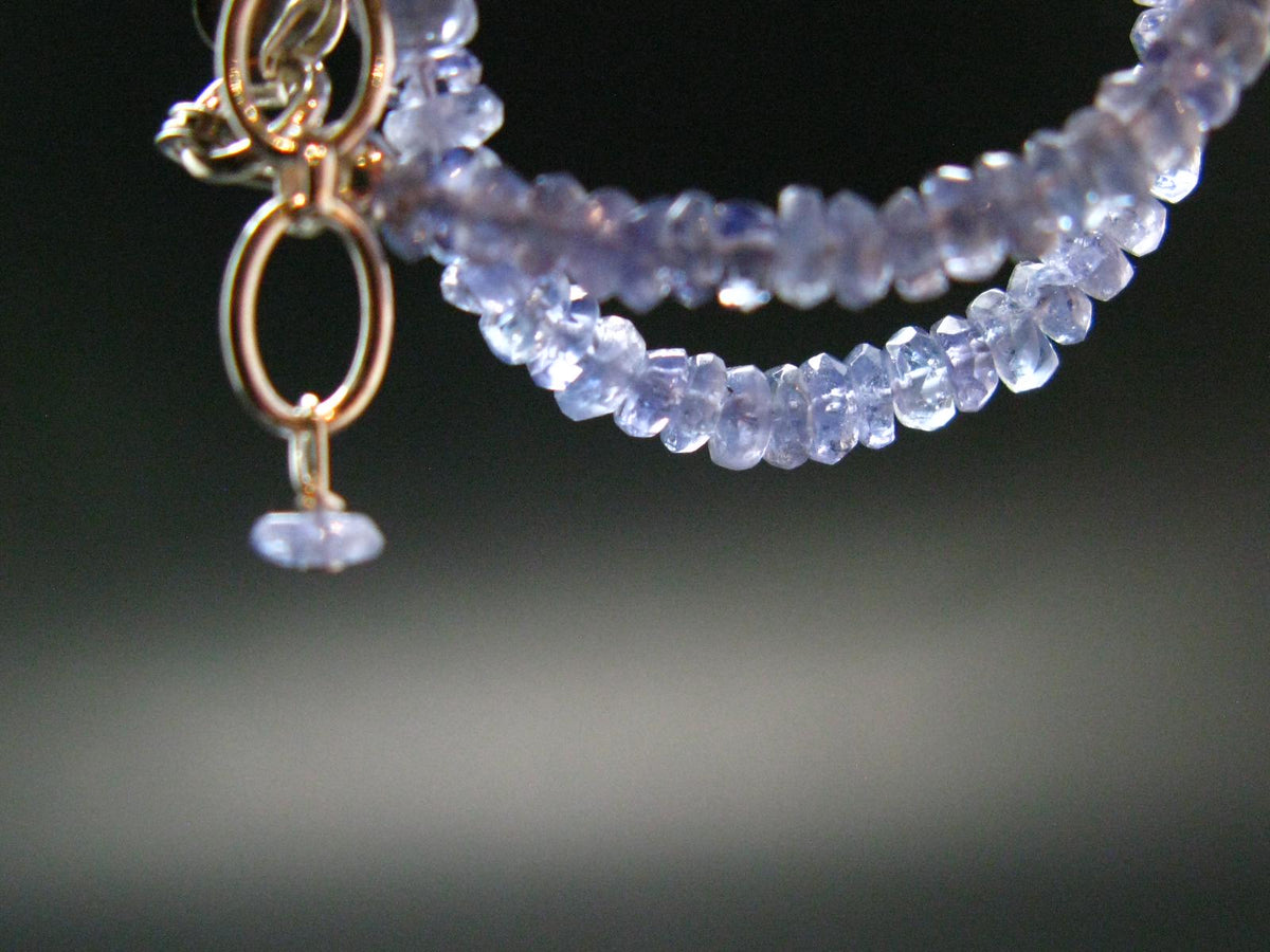 Facetted Tanzanite Zoisite Bead Silver Bracelet from Tanzania - Size Adjustable - 4.52 Grams