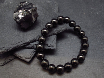 Elite Noble Shungite Genuine Bracelet ~ 7 Inches ~ 10mm Round Beads