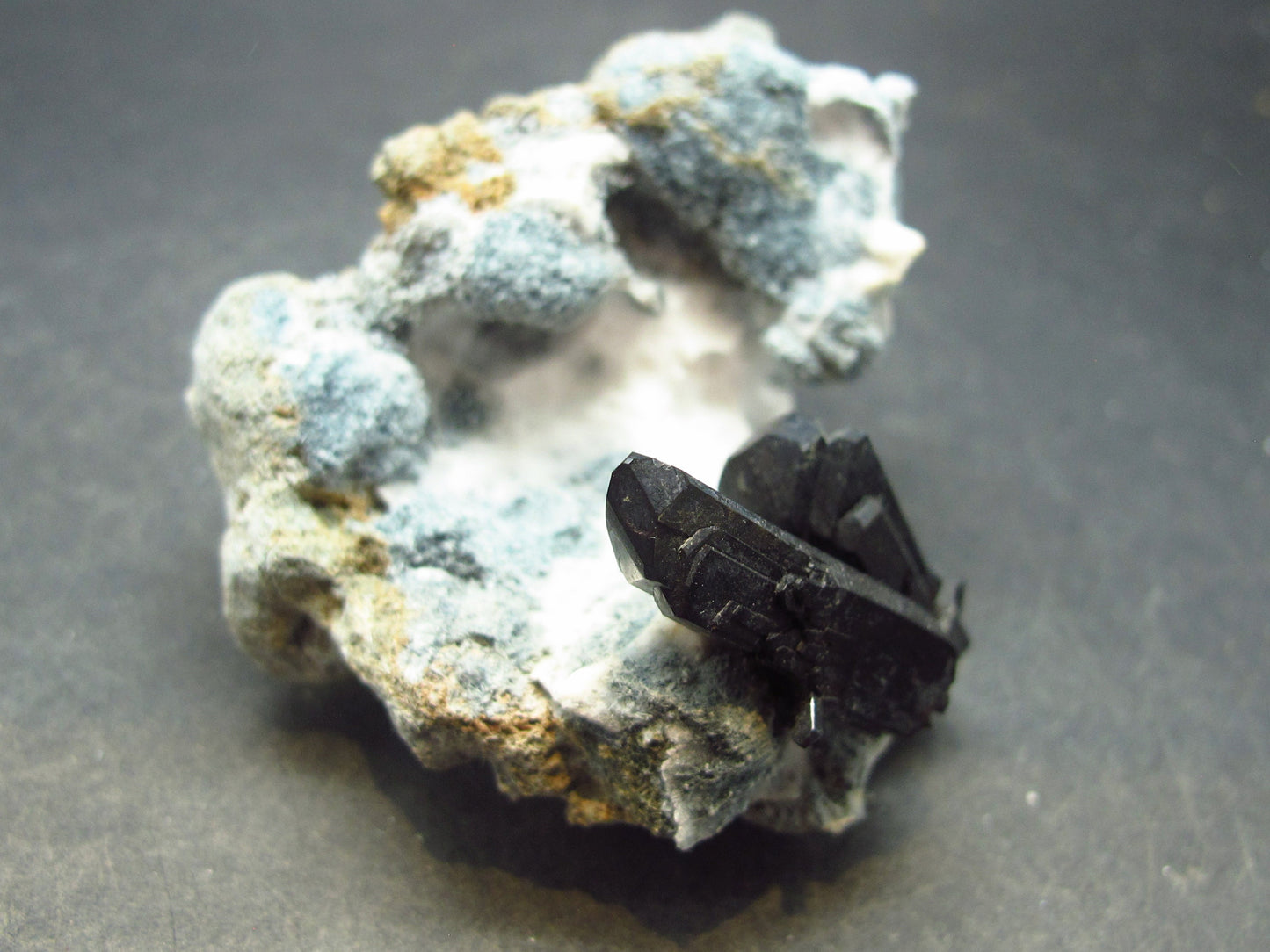 Neptunite on Natrolite Cluster From California - 2.6"