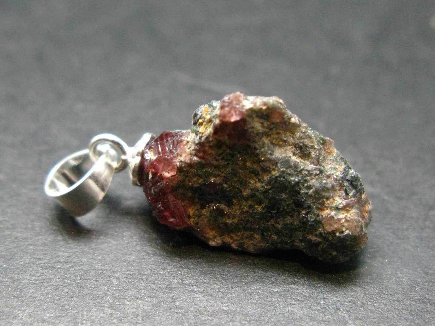 Ruby Crystal Silver Pendant from Winza Tanzania - 0.8" - 1.76 Grams