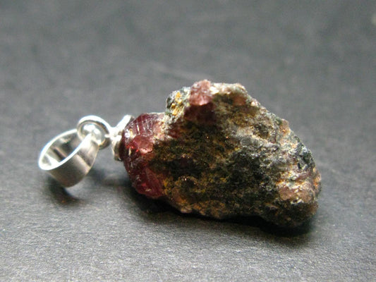 Ruby Crystal Silver Pendant from Winza Tanzania - 0.8" - 1.76 Grams