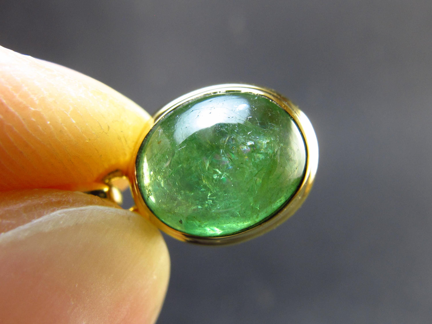 Tsavorite Green Garnet Gold Plated Silver Pendant from Tanzania - 0.7" - 1.76 Grams