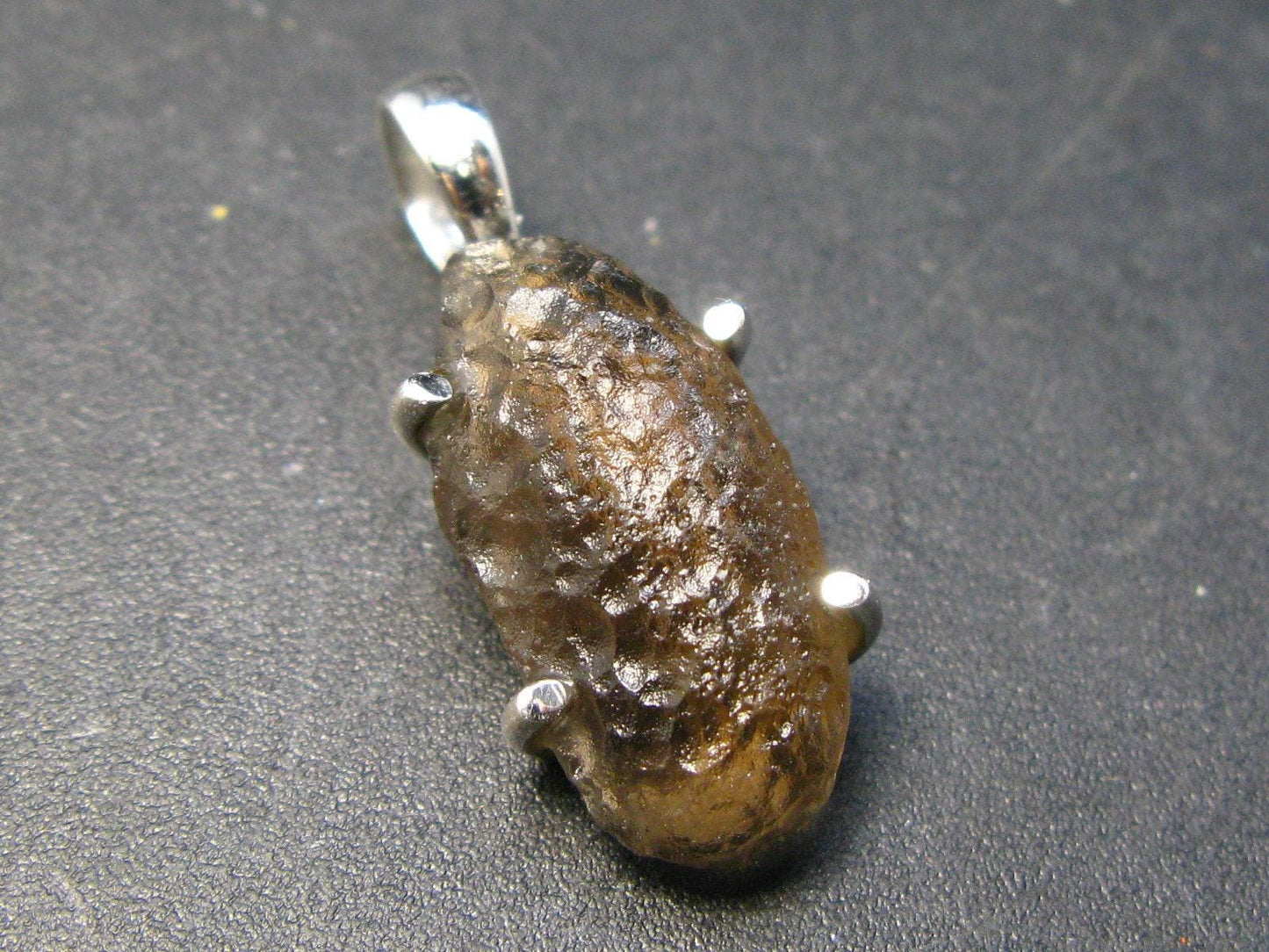 Rare Colombianite Pseudotektite Silver Pendant from Colombia - 1.1"- 3.0 Grams