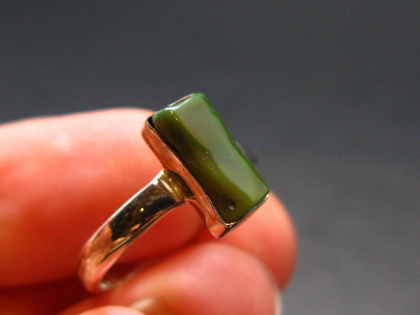 Rare Black Opal Sterling Silver Ring From Australia - Size 6