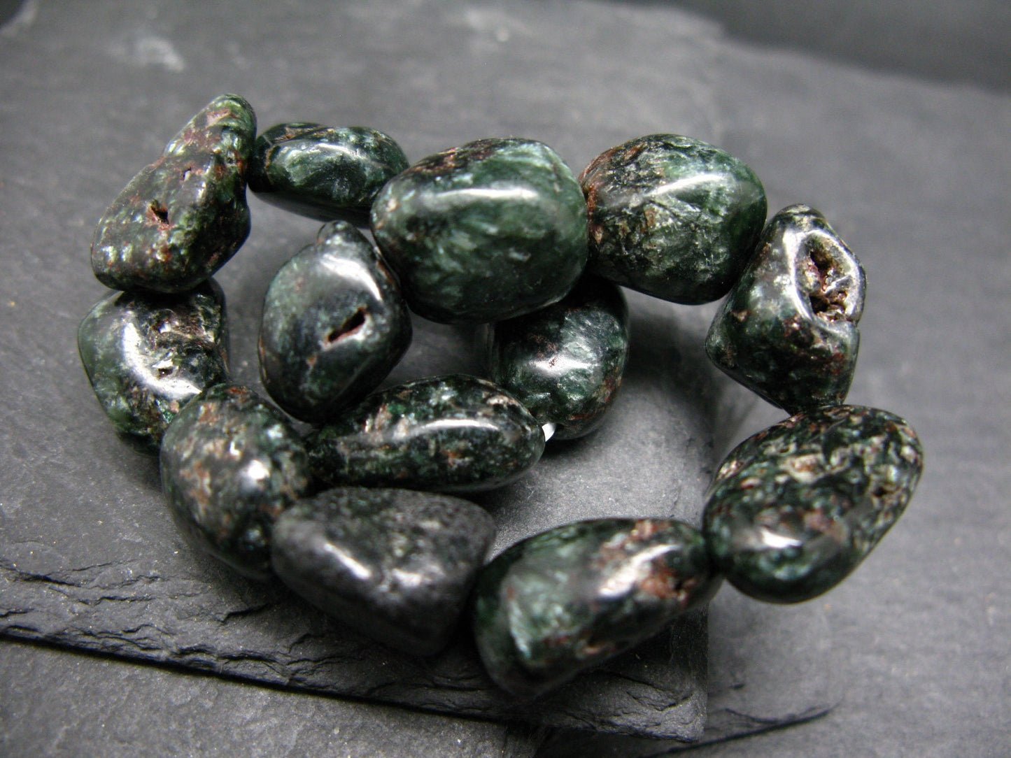 Seraphinite Clinochlore Genuine Bracelet ~ 7 Inches ~ 16mm Tumbled Beads