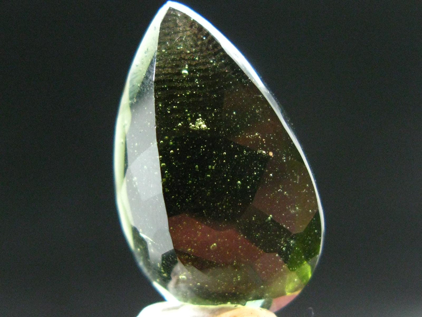 Moldavite Tektite Gem Cut Facetted Stone from Czech Republic - 20.50 Carats - 26x17mm