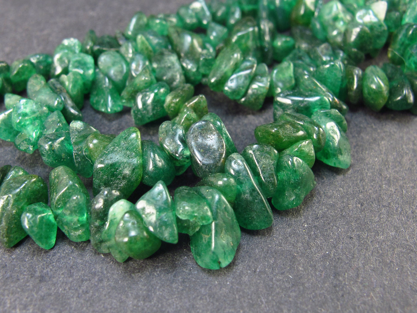Lot of 3 Green Aventurine Tumbled Beads Necklaces from India - 18"