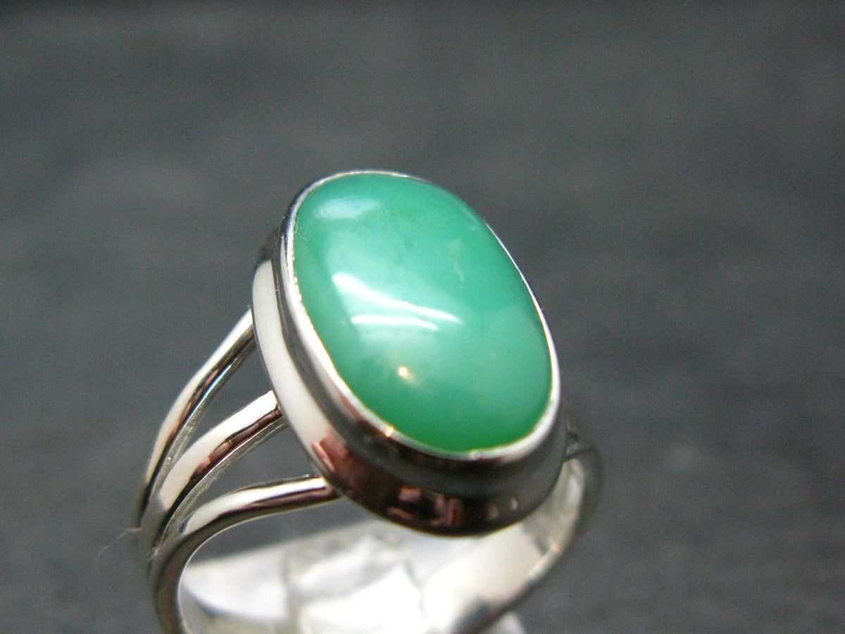 Natural Apple Green Chrysoprase 925 Sterling Silver Ring From Australia - 5.30 Grams - Size 8