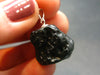 Tibetan Black Tektite Silver Pendant From Tibet - 0.9" - 4.60 Grams