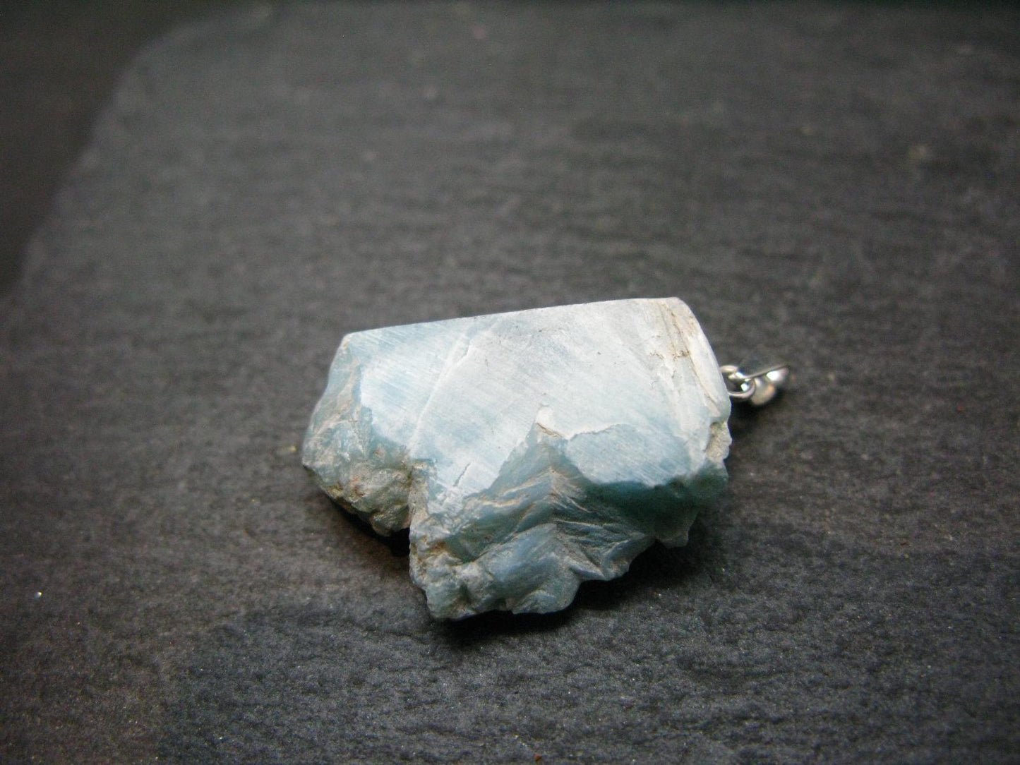 Rare Blue Larimar Pectolite Silver Pendant From Dominican Republic - 1.2"