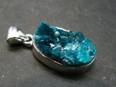 Dioptase Crystal Silver Pendant from Congo - 5.15 Grams - 1.2"