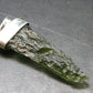 Gem Moldavite Tektite SS Pendant From Czech Republic - 2.1" - 5.8 Grams