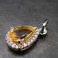 Yellow Citrine Gem Facetted Sterling Silver Pendant From Brazil With CZ - 0.7" - 1.10 Grams
