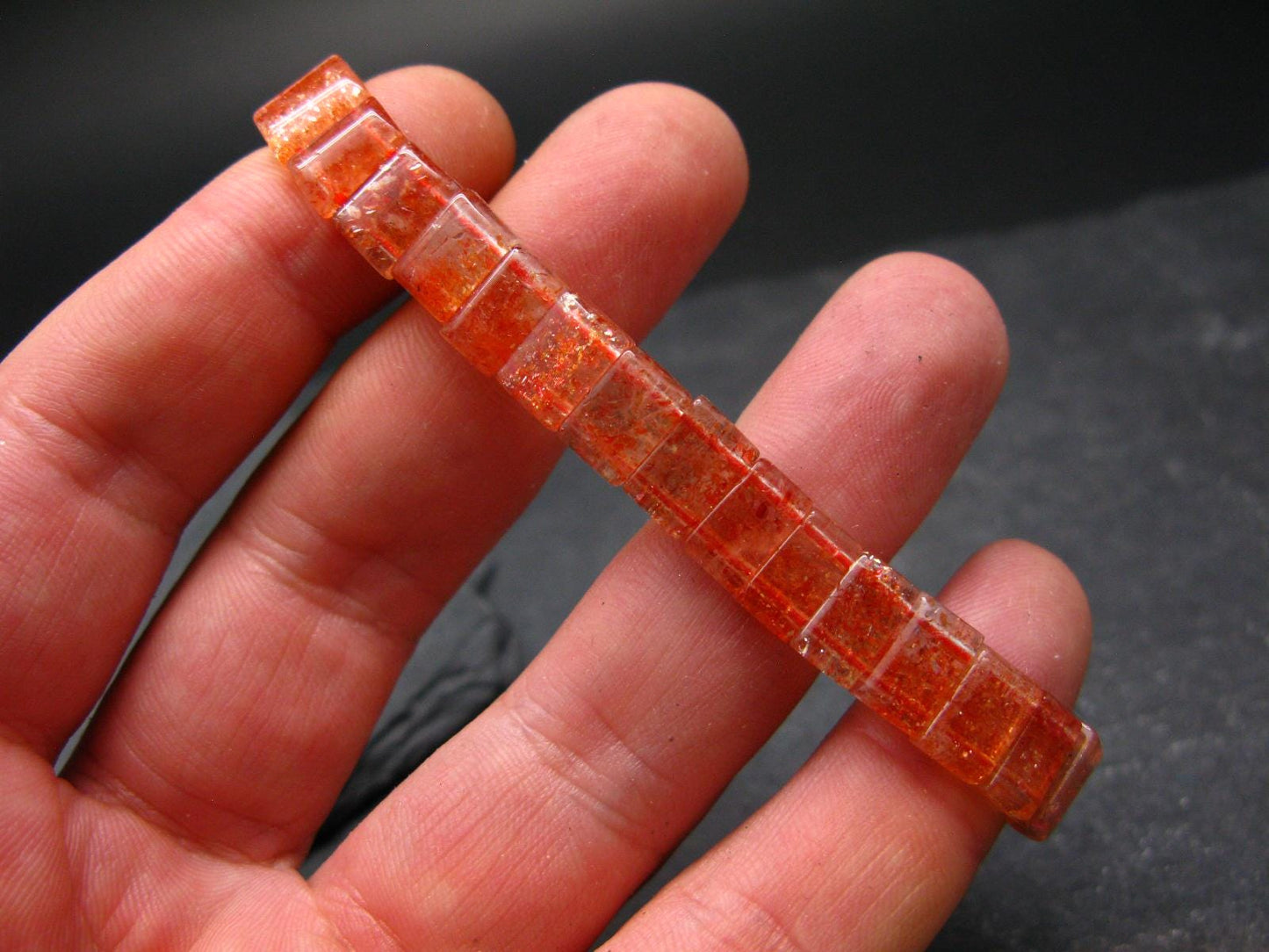 Sunstone Genuine Bracelet ~ 7 Inches ~ 9mm Squared Beads