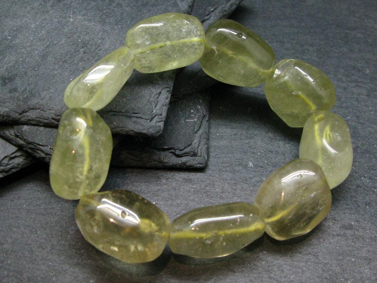 Libyan Tektite Glass Genuine Bracelet ~ 7 Inches ~ 20mm Tumbled Beads