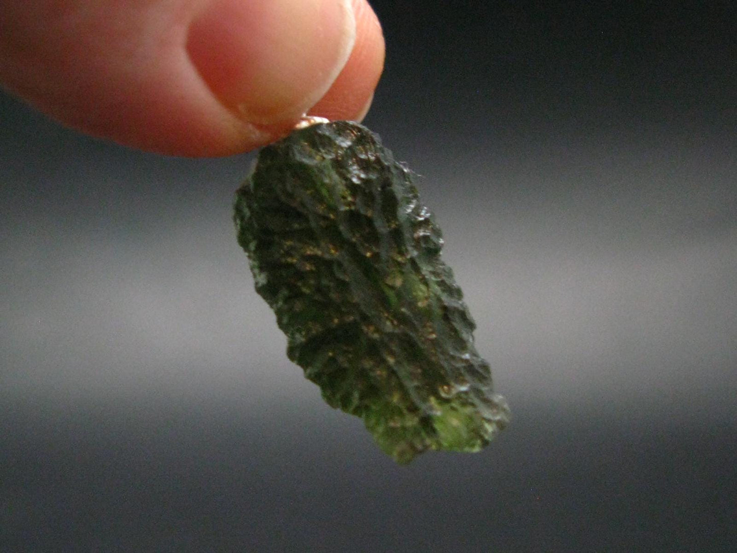 Moldavite Tektite Silver Pendant from Czech Republic - 1.1" - 1.66 Grams