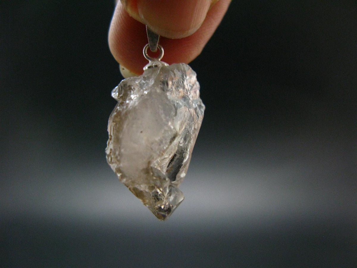 Large DT Elestial Quartz Crystal Silver Pendant From Brazil - 1.1" - 4.16 Grams