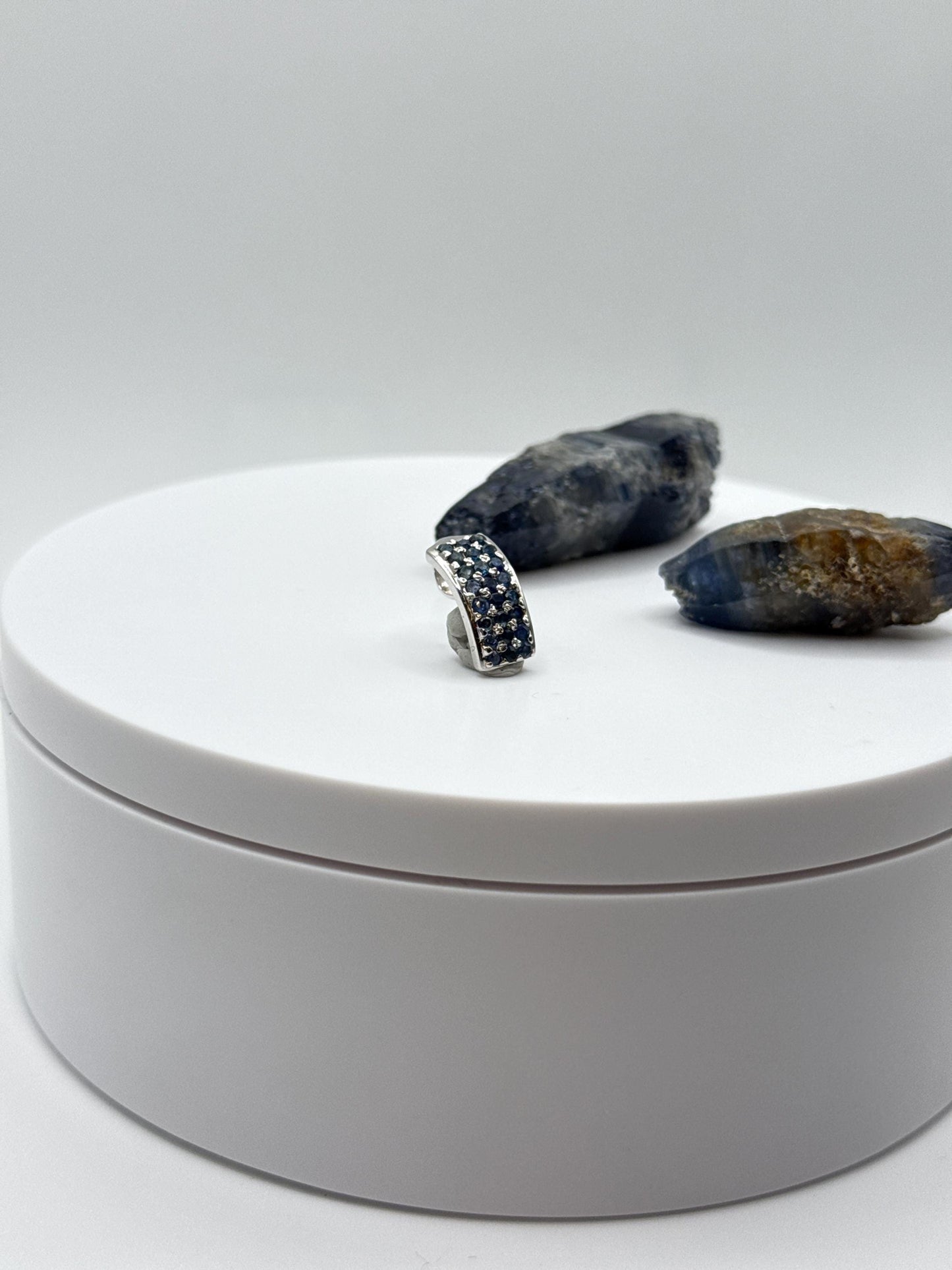 Sterling Silver Sapphire Huggie Pendant | September Birthstone Charm