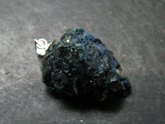 Heaven Stone!! Wet-Look Indigo Blue Lazulite Cluster Silver Pendant From Canada - 1.2" - 5.65 Grams