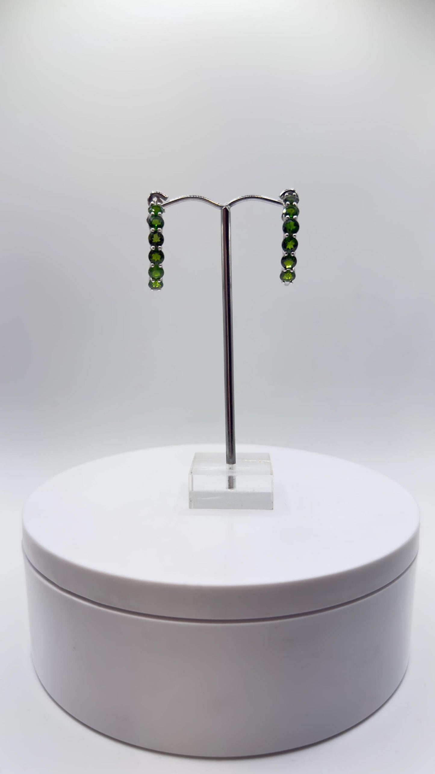 Green Helenite Hoop Earrings – Sterling Silver Hoops with Helenite