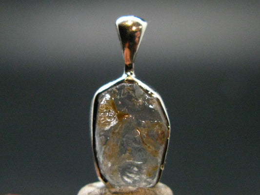 Gray Herderite Silver Pendant from Africa - 0.7" - 1.18 Grams
