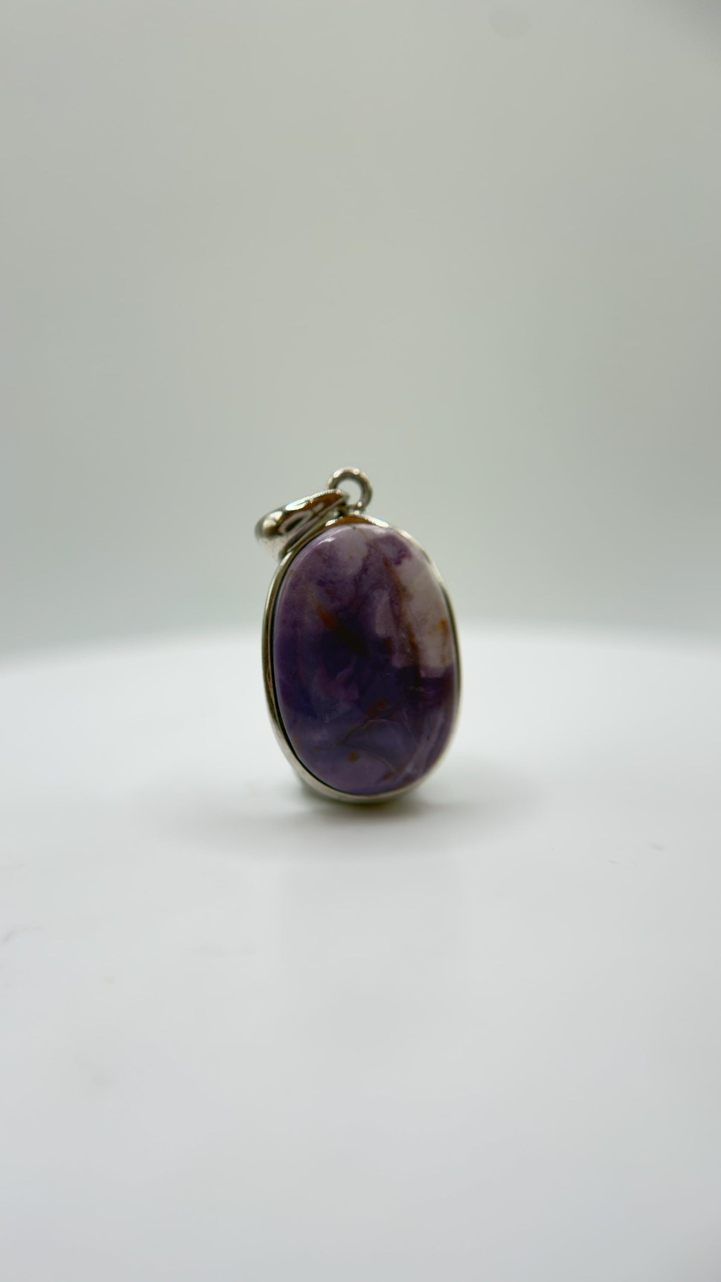 Tiffany Stone Pendant Purple Opal Fluorite Gemstone Silver Necklace Rare Natural Stone Jewelry Gift