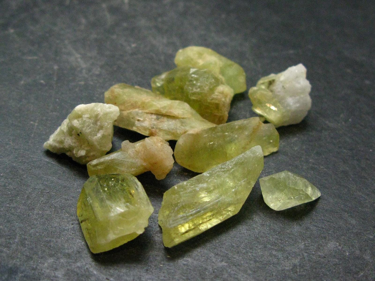 lot Of 10 Brazilianite Crystals From Brazil - 0.9" - 24.38 Grams