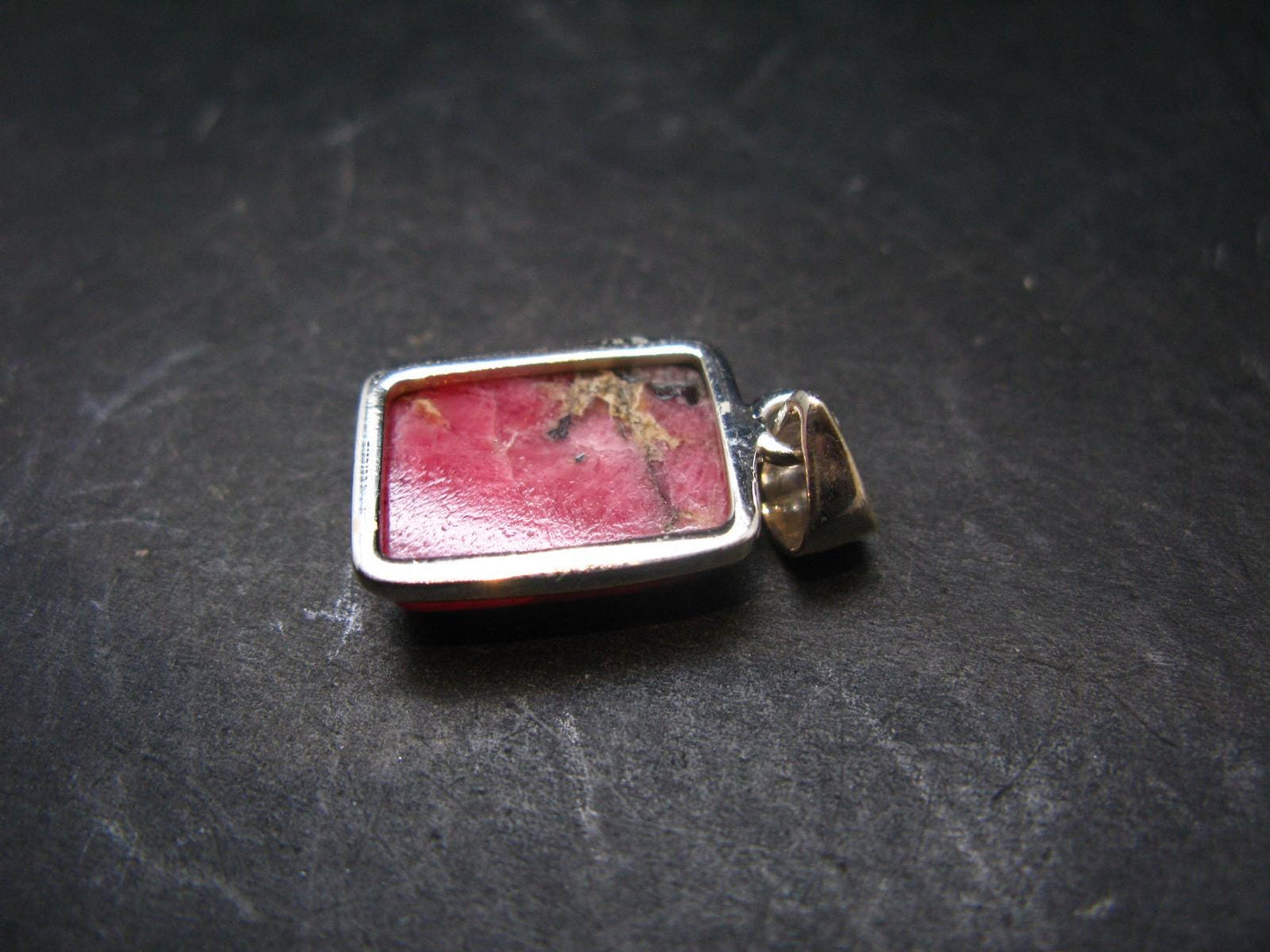 Rare Pink Tugtupite Sterling Silver Pendant From Greenland - 1.1" - 3.64 Grams
