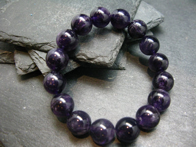 Amethyst Genuine Bracelet ~ 7 Inches ~ 12mm Round Beads