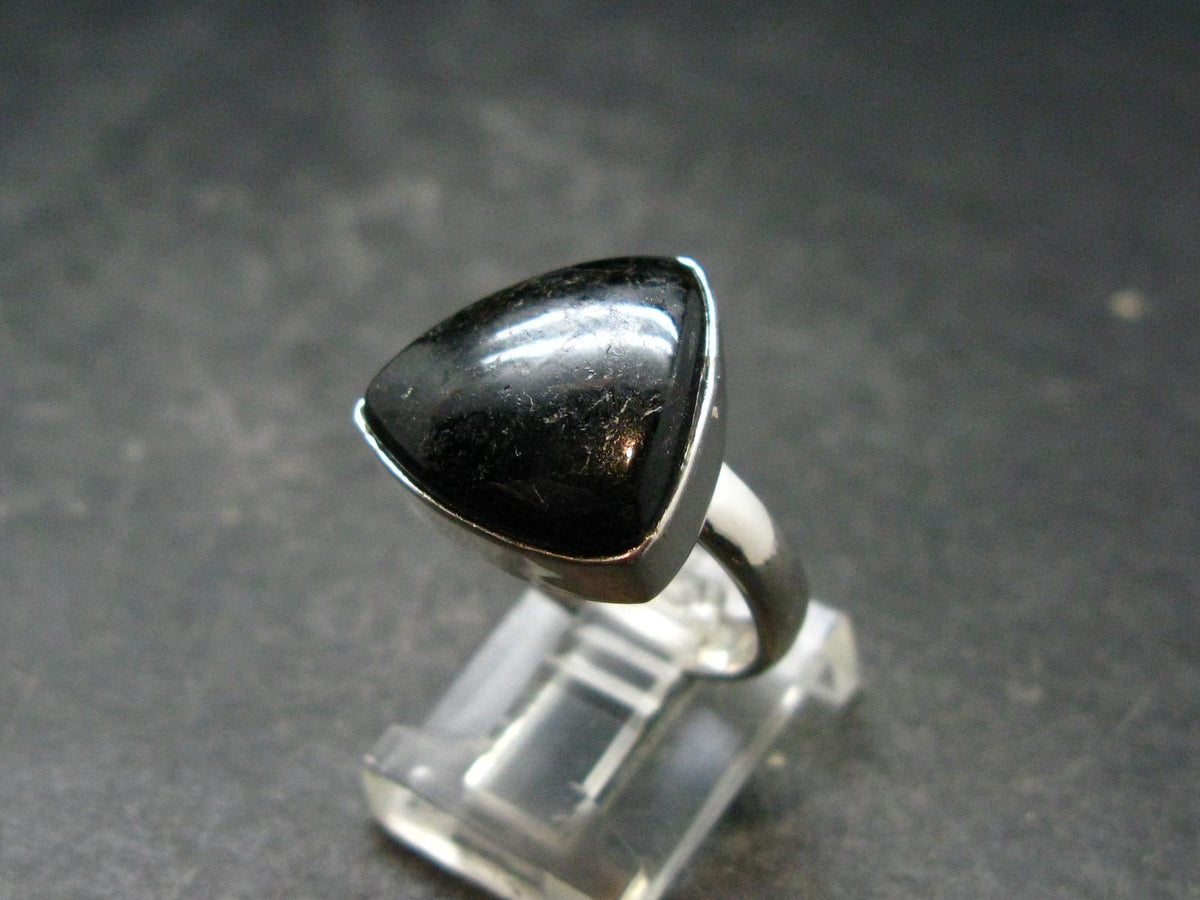 Very Rare Nuumite Nuummite Sterling Silver Plated Ring from Greenland - 5.07 Grams - Size 6